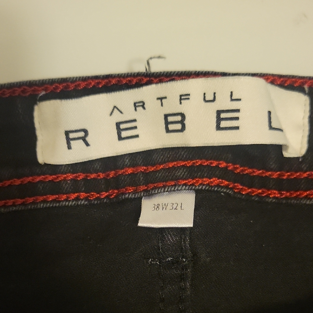 Artful Rebel Black Pants/ Jeans with Red Stitching Men Jean